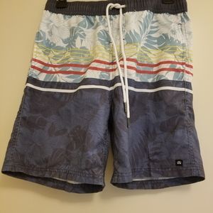 Hawaiian print board shorts